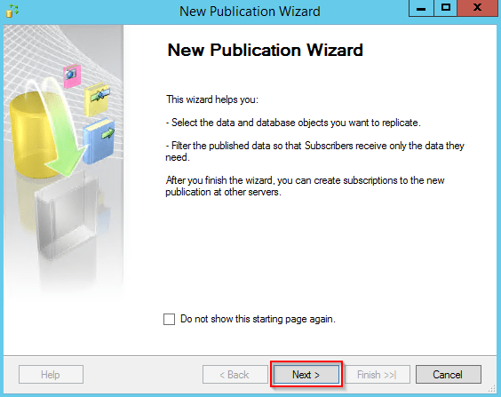 SQL Server Replication: New Publication Wizard